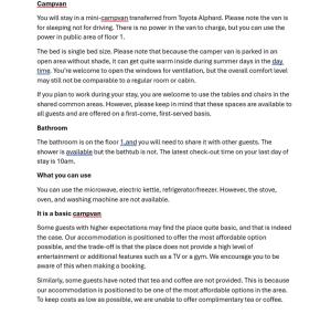 a screenshot of a page of a document at Campvan Stay in Auckland