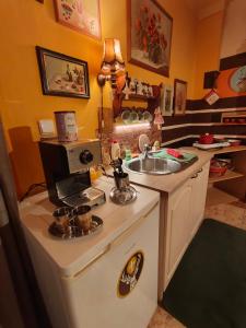 a kitchen with a counter with a sink and a mixer at Pension Relax in Litoměřice +43 photos