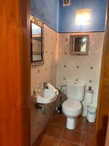 a small bathroom with a toilet and a sink at Can Mariano in Mollet de Perelada +17 photos