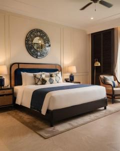 a bedroom with a bed and a mirror on the wall at Hotel kalyan near by Delhi igi airport free Pickup in Etāwah +32 photos