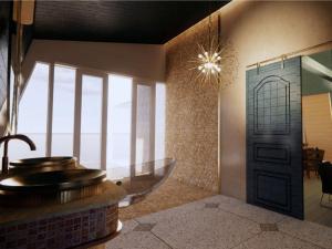 a bathroom with a sink and a large window at Oaga Art Resort Maldives - All Inclusive in North Male Atoll