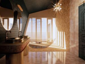 a bathroom with a sink and a large window at Oaga Art Resort Maldives - All Inclusive in North Male Atoll