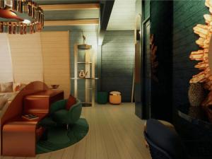 a living room with a couch and a chair at Oaga Art Resort Maldives - All Inclusive in North Male Atoll +116 photos