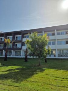 a large building with a tree in front of it at Hsdominicus in Cirella