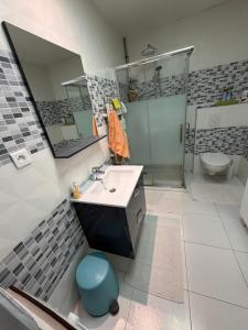 a bathroom with a sink and a shower and a toilet at Chez-Sonia chambre 1 in Rosny-sous-Bois +23 photos