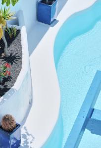 a swimming pool with blue water and plants at KATIS Villas Fuerteventura in Corralejo +26 photos