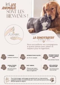 a flyer for a vets clinic with a dog and a cat at la casa bella vista in Enval