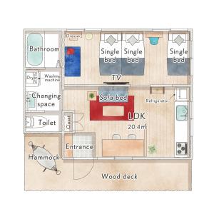 a floor plan of a house at Banksia Seaside Cottage in Ōami +52 photos