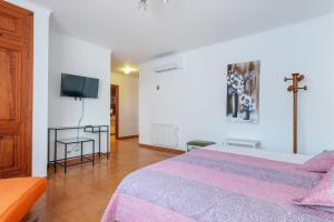 a bedroom with a bed and a tv on a wall at Estrel in Can Picafort