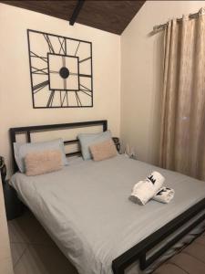 a bed with two pillows on it in a bedroom at Amarillis lb  +27 photos