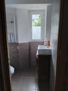 a bathroom with a sink and a toilet at La cascade de Grignon - Appartement - Pizzeria - Parking Vélos - Room Service in Grignon +8 photos
