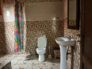 a bathroom with a toilet and a sink at ODeTTe GUEST HOUSE in Kumasi