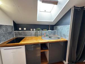 a bathroom counter with a sink and a skylight at Studio Cosy & Chic in Angoulême
