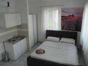 a bedroom with a bed and a painting on the wall at Apartments JP in Jezera