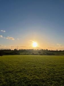 a large field with the sun in the sky at Brookfield in Malmesbury