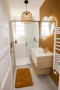 a bathroom with a tub and a sink and a shower at Gite à la campagne 4 étoiles - 200m2 in Sailly +60 photos