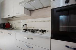 a kitchen with a stove and a microwave at Cavour 96 Apartment in Florence