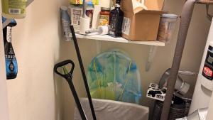 a mop sitting in a room with a shelf at Lies by AvantStay in North Creek