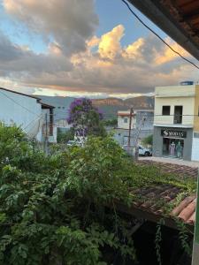 a view of a city with buildings and plants at Quarto Alecrim in Ibicoara