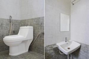 two pictures of a bathroom with a toilet and a sink at Super Hotel O Phase 2 Christ Nagar Bangalore in Bangalore