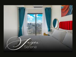 a bedroom with a large bed and a window at Saigon Serene - SOHO Residence - Stay in District 1 in Ho Chi Minh City