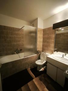 a bathroom with a toilet and a sink at Turckheim in Turckheim