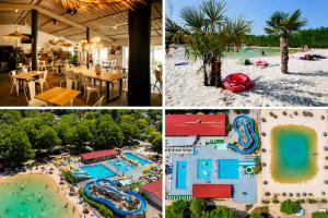 a collage of four pictures of a water park at Le Cocon de Galaure in Châteauneuf-de-Galaure