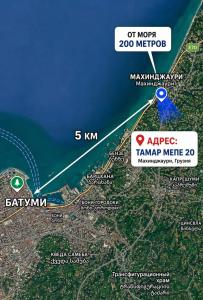 a map of the approximate site of the merge tarmac metre at Golden Sunset Batumi Private Pool Villa in Batumi
