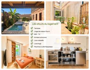 a collage of photos of a house at " L'Atelier Signature " Piscine - Terrasse - Wifi in Toulouse