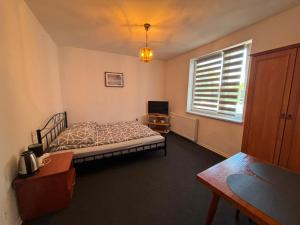 a bedroom with a bed and a window at Ośrodek Wczasowy Daga in Dziwnów