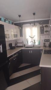 a kitchen with a sink and a counter top at Apartamenty Trzcińsko 47 in Janowice Wielkie