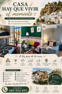 a collage of images of a flyer for a apartment at Casa Hay que Vivir el Momento in Setenil