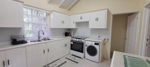 a kitchen with white cabinets and a sink and a dishwasher at Valley Nest 758 in Castries