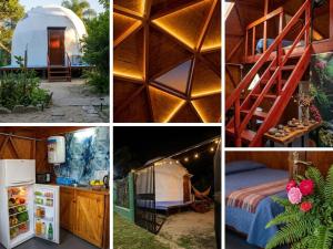 a collage of pictures of a yurt at Domo Premium in Esquina