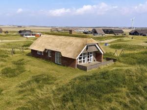 a small house with a grass roof on a field at 380-Harboore-Bethaniavej-9 in Harboør