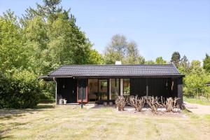 a black house in a field with trees at 10000-1-Rorvig-Birkealle-2-A in Rørvig