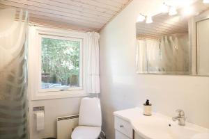 a bathroom with a toilet and a sink and a window at 10033-1-Rorvig-Hjortevej-17 in Rørvig