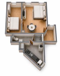 a rendering of a floor plan of a house at Authentic Copenhagen Apartment for 4 Guests in Copenhagen