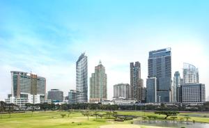 曼谷景观或在酒店看到的城市景观