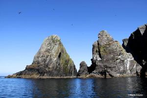 an island in the ocean with rocks in the water at Dolphin Hotel in Inishbofin