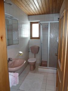 キルヒドルフ・イン・チロルにあるFerienwohnungen Schneiderのバスルーム(洗面台、トイレ、シャワー付)