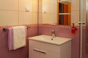 un bagno con lavandino e specchio di Katica apartments a Bol Altre 35 foto