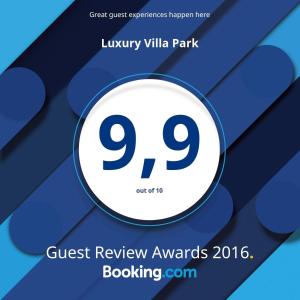 a poster for a guest review awards event at Luxury Villa Park in Nepi