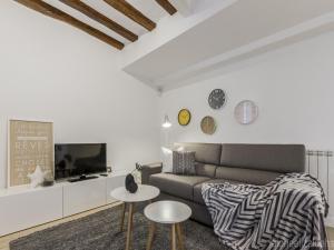 a living room with a couch and a tv at Center Pamplona Apartment in Pamplona