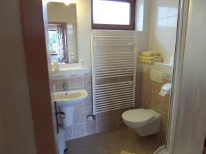 a bathroom with a toilet and a sink at Privat Jasmin in Mengusovce