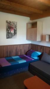 salon z 2 łóżkami i kanapą w obiekcie A+R Pension w Pilznie