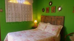 a green bedroom with a bed and a green wall at Pousada Estrela do Mar in Florianópolis
