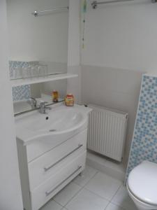 Ett badrum på Ferienhaus Wiethüchter