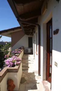 a hallway of a house with flowers on it at Sa Crannaccia in Càbras