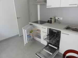 a kitchen with an open refrigerator and a sink at Appartement Fodéré 2 in Nice